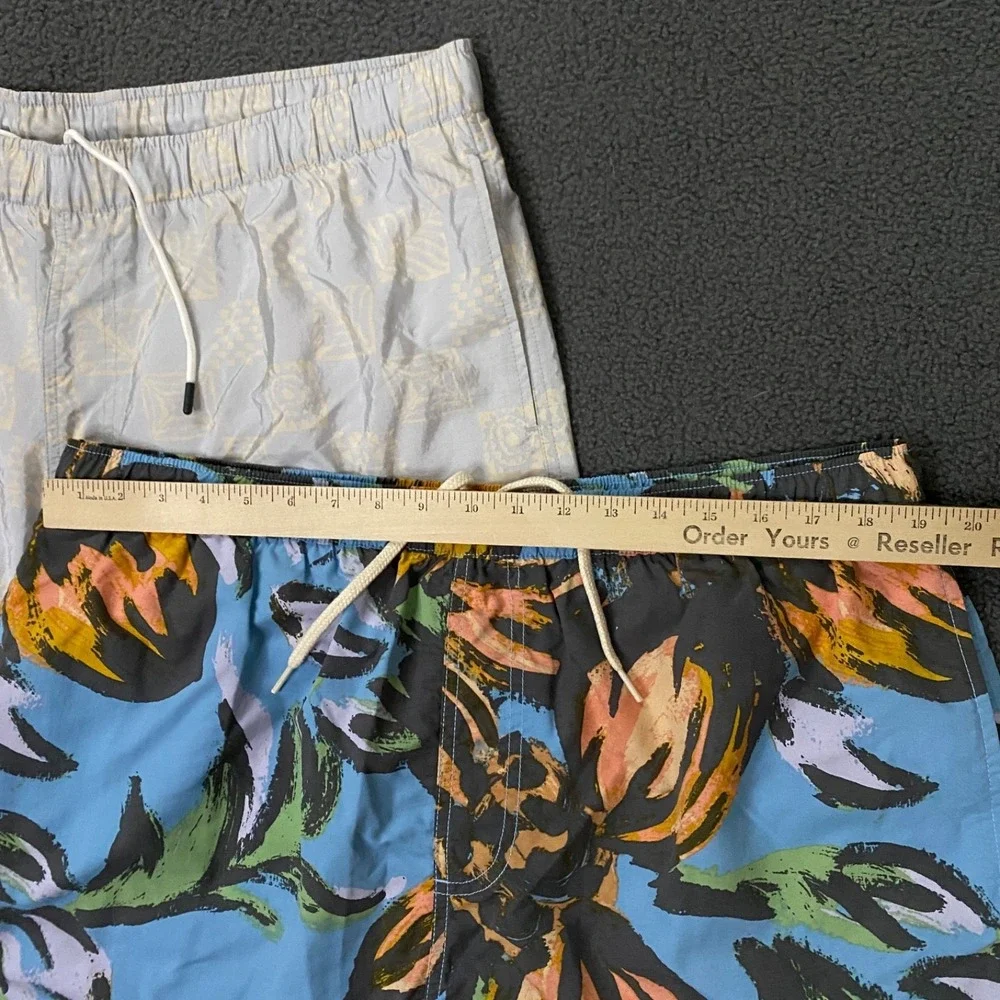 Set of 2 Swim Trunks Mens 2XL Multicolor Nylon Mesh Lined Board Shorts Pool NWOT